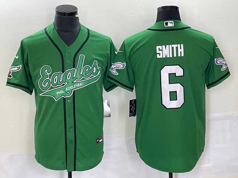 Men%27s Philadelphia Eagles #6 DeVonta Smith Green Cool Base Stitched Baseball Jersey->philadelphia eagles->NFL Jersey
